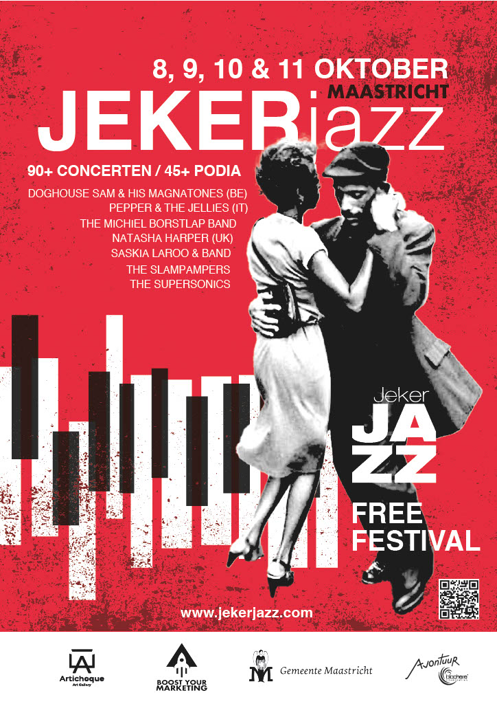 Festivalposter van JekerJazz 2026, gemaakt met een student van het VISTA college